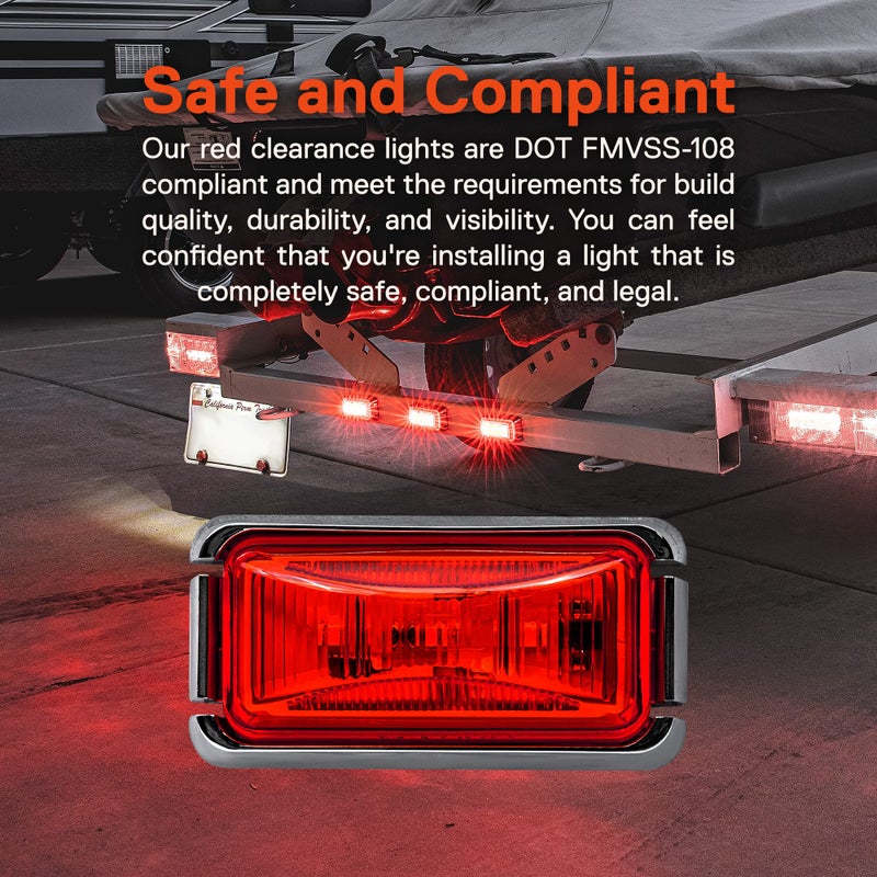 ONLINE LED STORE مصباح علامة مقطورة LED أحمر 2.5 بوصة من TRUE MODS مع حافة كروم [DOT FMVSS 108] [SAE P2PC] [تركيب سطحي] [مقاوم للماء IP67] لمصابيح علامة جانبية لمقطورة الشاحنة - Image 2